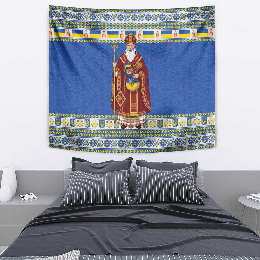 Ukraine Christmas Tapestry Saint Nicholas Vyshyvanka Style - Wonder Print Shop