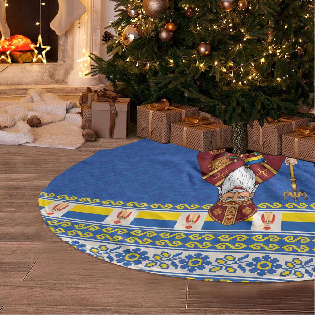Ukraine Christmas Tree Skirt Saint Nicholas Vyshyvanka Style - Wonder Print Shop