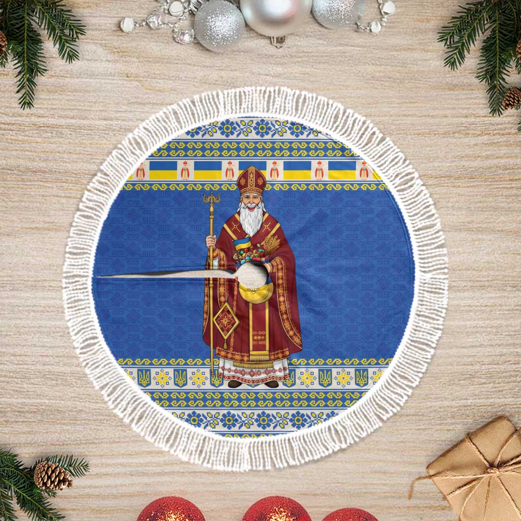 Ukraine Christmas Tree Skirt Saint Nicholas Vyshyvanka Style - Wonder Print Shop
