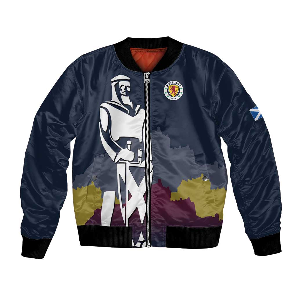 Custom Scotland Football Bomber Jacket William Wallace Statue Edinburgh Castle Art
