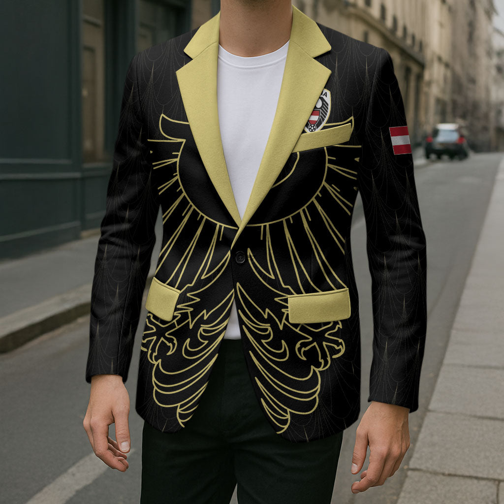 Custom World Football 2026 Austria Blazer Austrian Eagles Black Glory