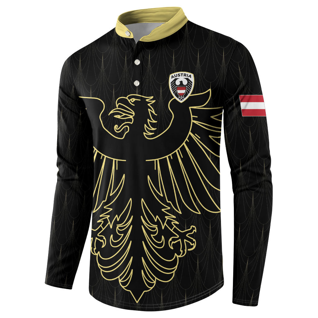 Custom World Football 2026 Austria Button Sweatshirt Austrian Eagles Black Glory