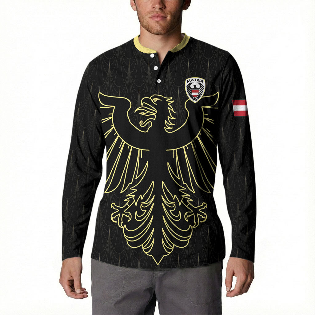 Custom World Football 2026 Austria Button Sweatshirt Austrian Eagles Black Glory