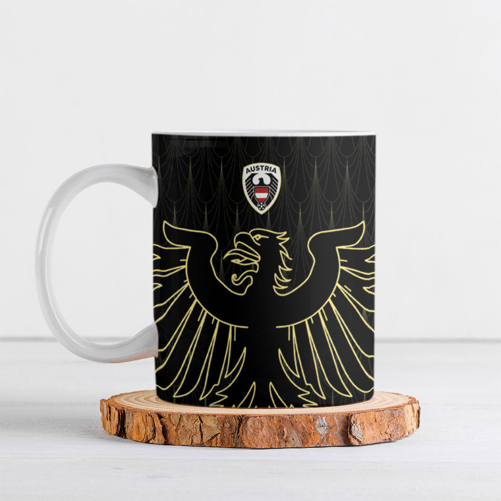 Custom World Football 2026 Austria Ceramic Mug Austrian Eagles Black Glory