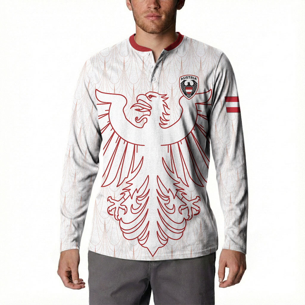 Custom World Football 2026 Austria Button Sweatshirt Austrian Eagles White Glory
