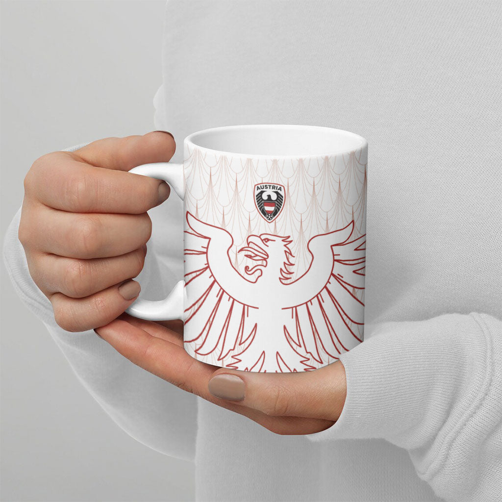 Custom World Football 2026 Austria Ceramic Mug Austrian Eagles White Glory