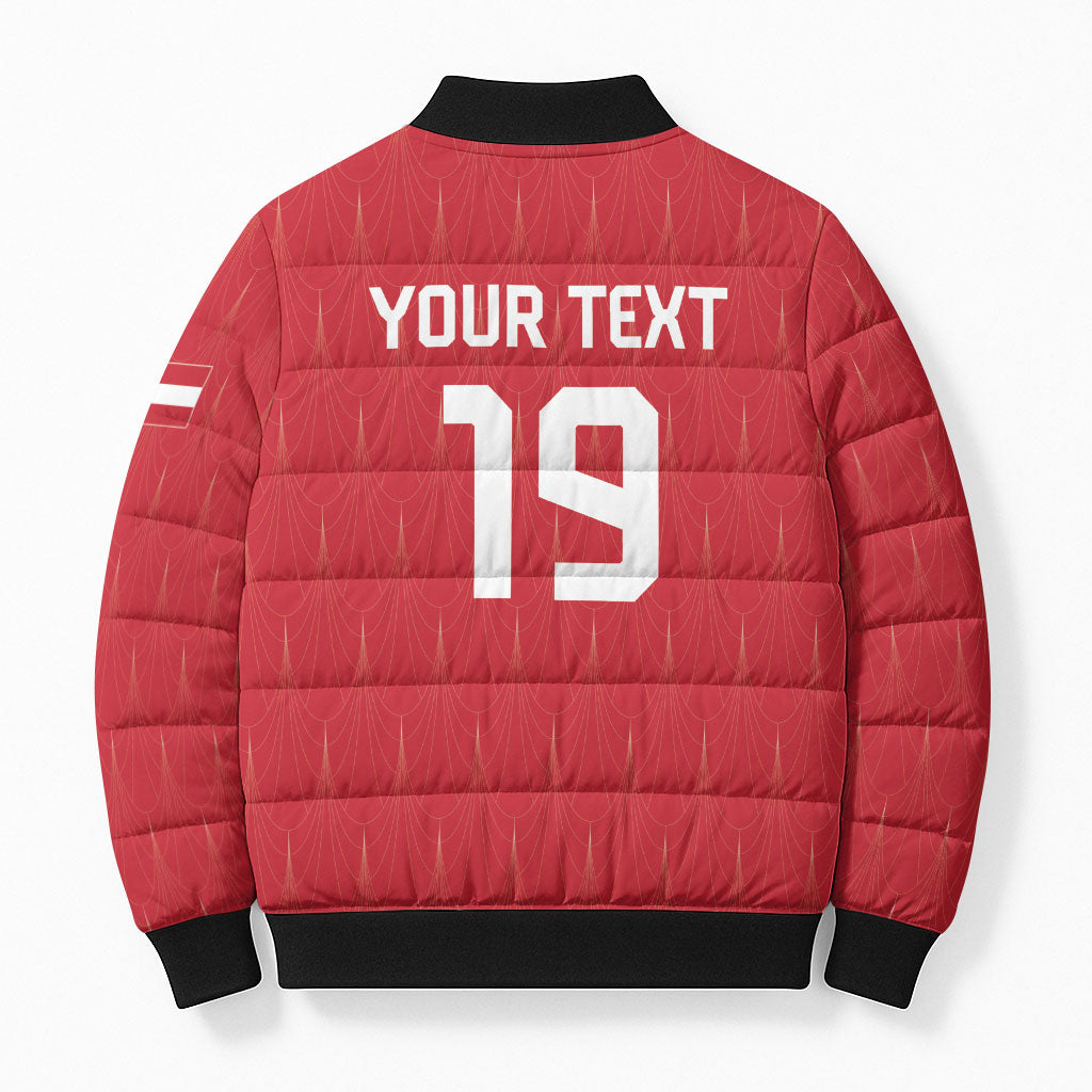 Custom World Football 2026 Austria Bomber Puffer Jacket Austrian Eagles Red Glory