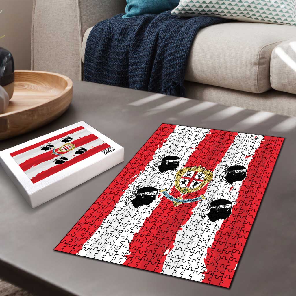 Italy Sardinia Puzzle Moor's Head With Coat Of Arms - Wonder Print Shop
