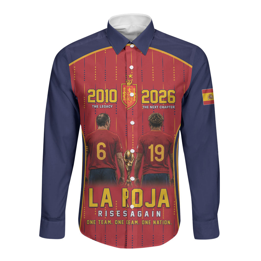 Custom Spain La Roja Football Long Sleeve Button Shirt 2010 Legacy 2026 Next Chapter