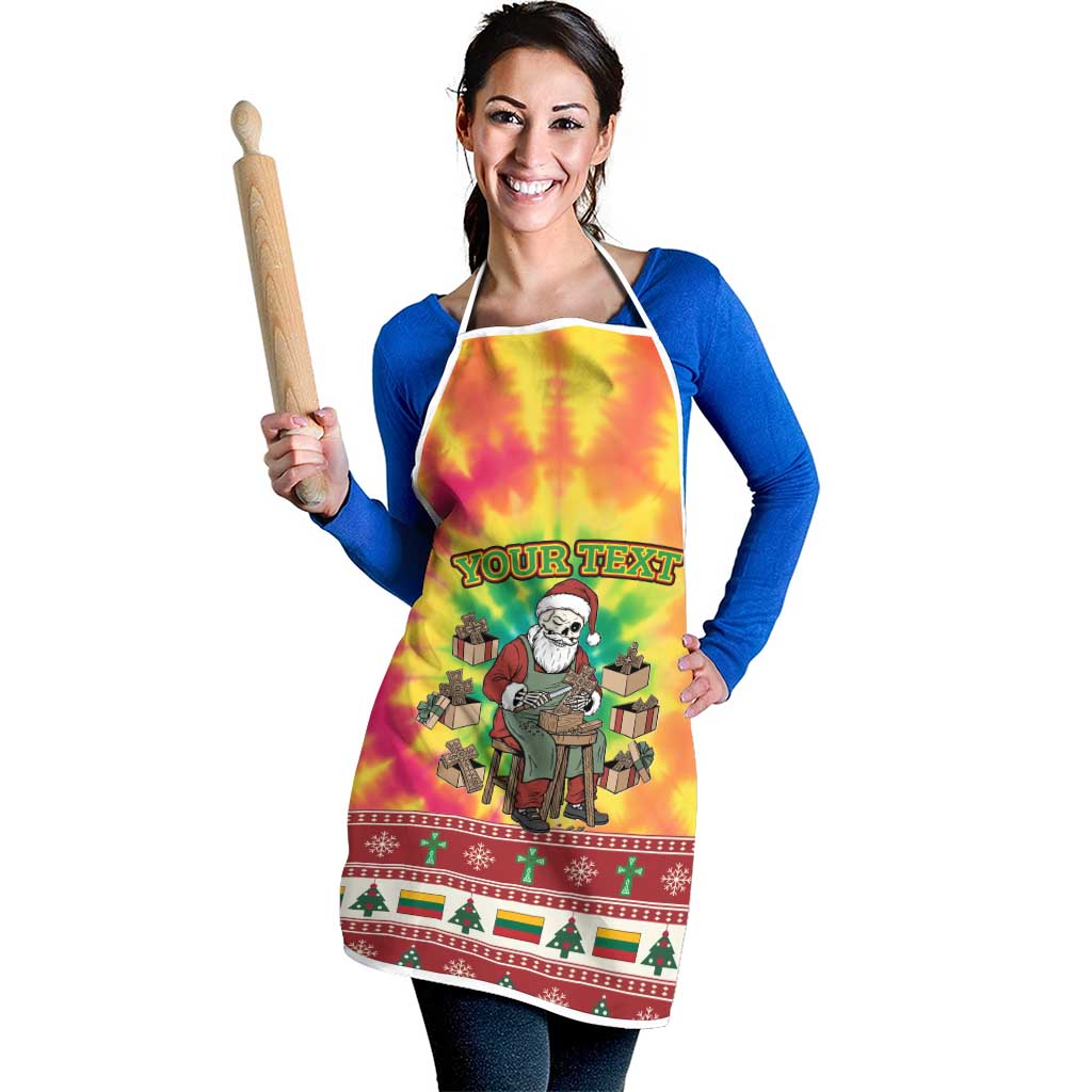 Personalized Lithuania Christmas Apron Skeleton Cross Tie-Dye Vintage - Wonder Print Shop