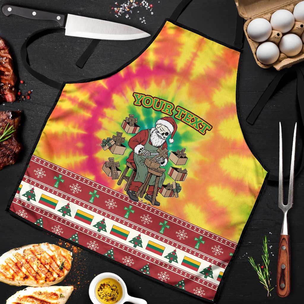 Personalized Lithuania Christmas Apron Skeleton Cross Tie-Dye Vintage - Wonder Print Shop