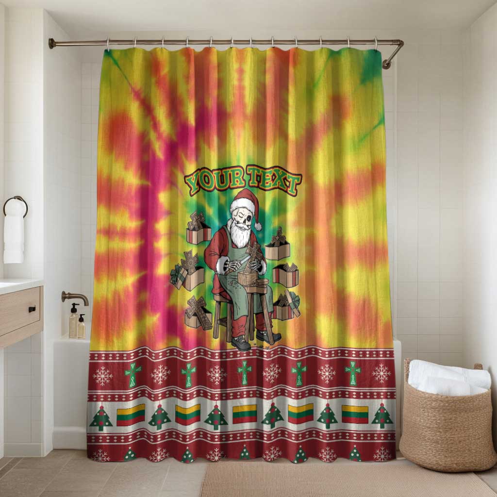 Personalized Lithuania Christmas Bathroom Set Skeleton Cross Tie-Dye Vintage - Wonder Print Shop