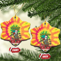 Personalized Lithuania Christmas Ceramic Ornament Skeleton Cross Tie-Dye Vintage LT19