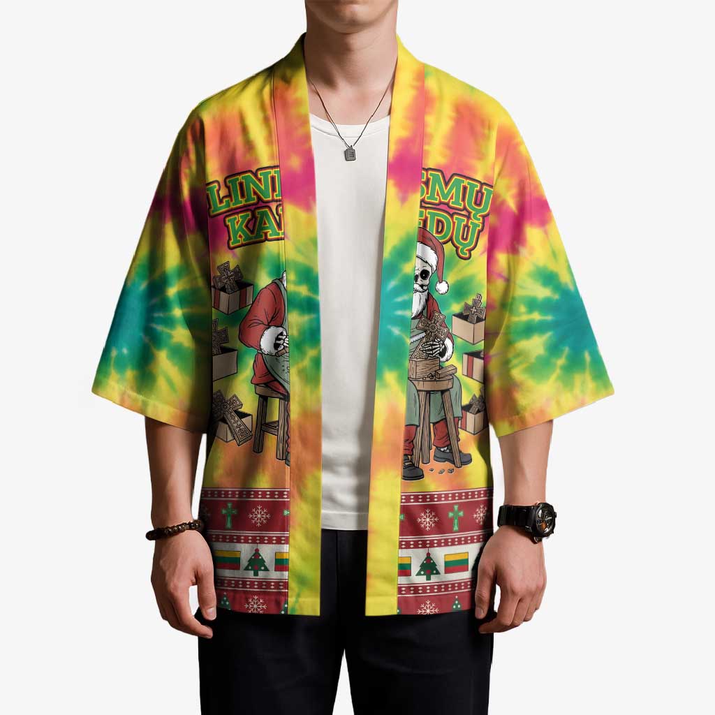 Personalized Lithuania Christmas Kimono Skeleton Cross Tie-Dye Vintage - Wonder Print Shop