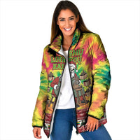 Personalized Lithuania Christmas Padded Jacket Skeleton Cross Tie-Dye Vintage - Wonder Print Shop