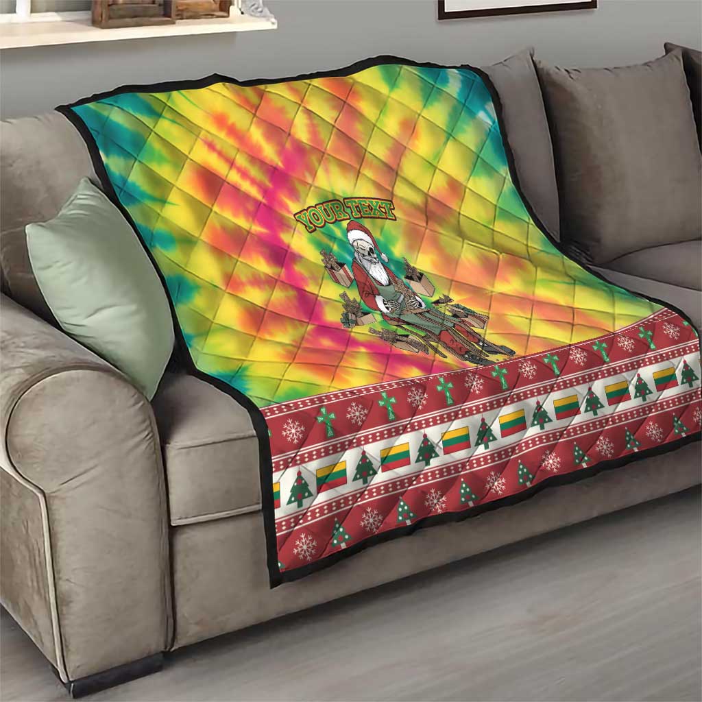 Personalized Lithuania Christmas Quilt Skeleton Cross Tie-Dye Vintage - Wonder Print Shop