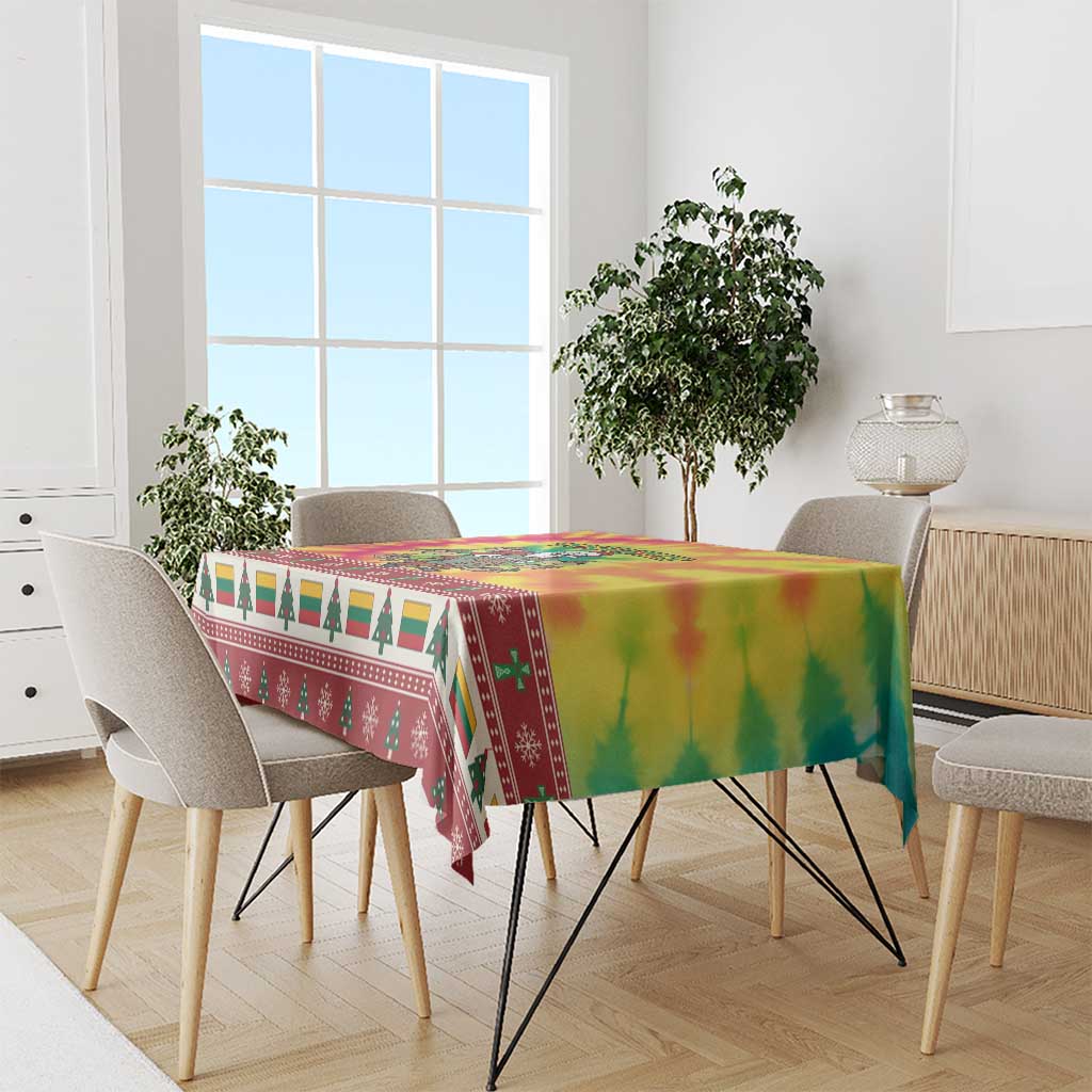 Personalized Lithuania Christmas Tablecloth Skeleton Cross Tie-Dye Vintage - Wonder Print Shop