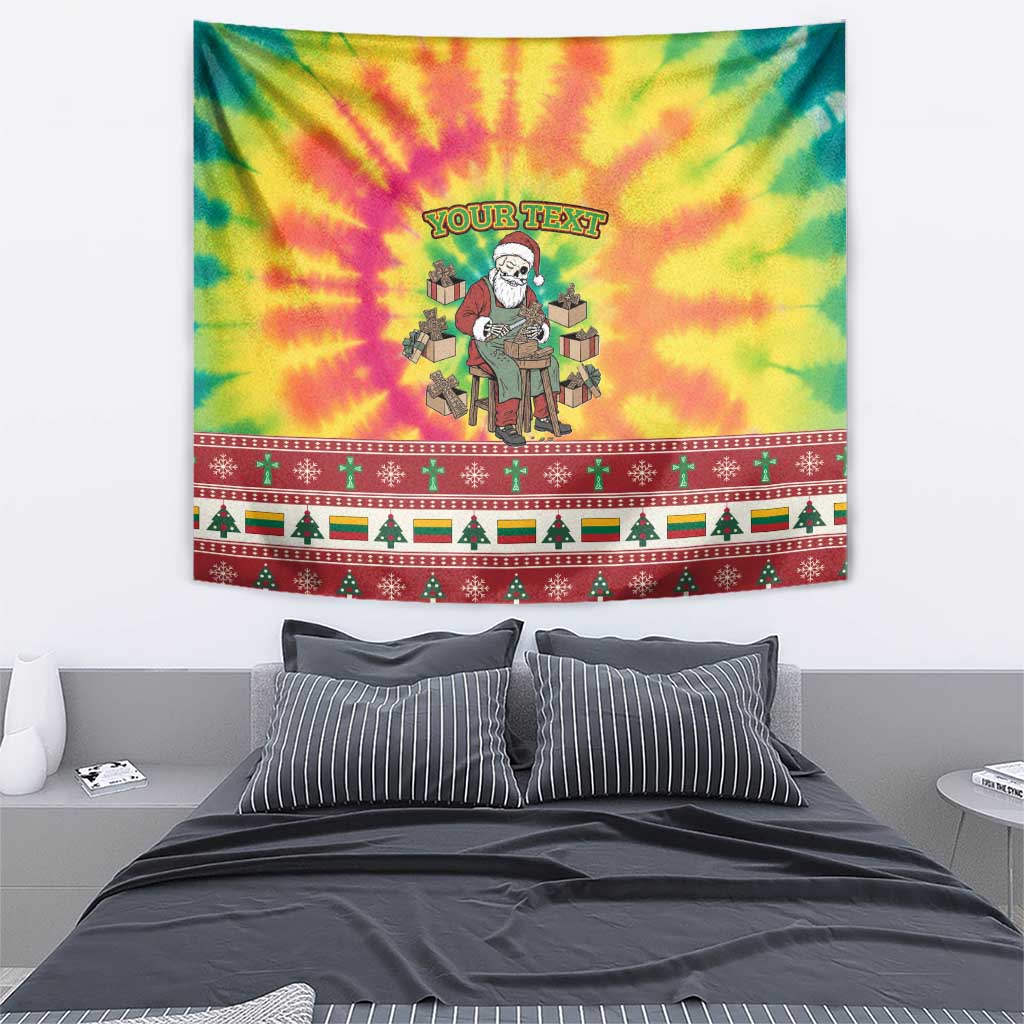 Personalized Lithuania Christmas Tapestry Skeleton Cross Tie-Dye Vintage - Wonder Print Shop