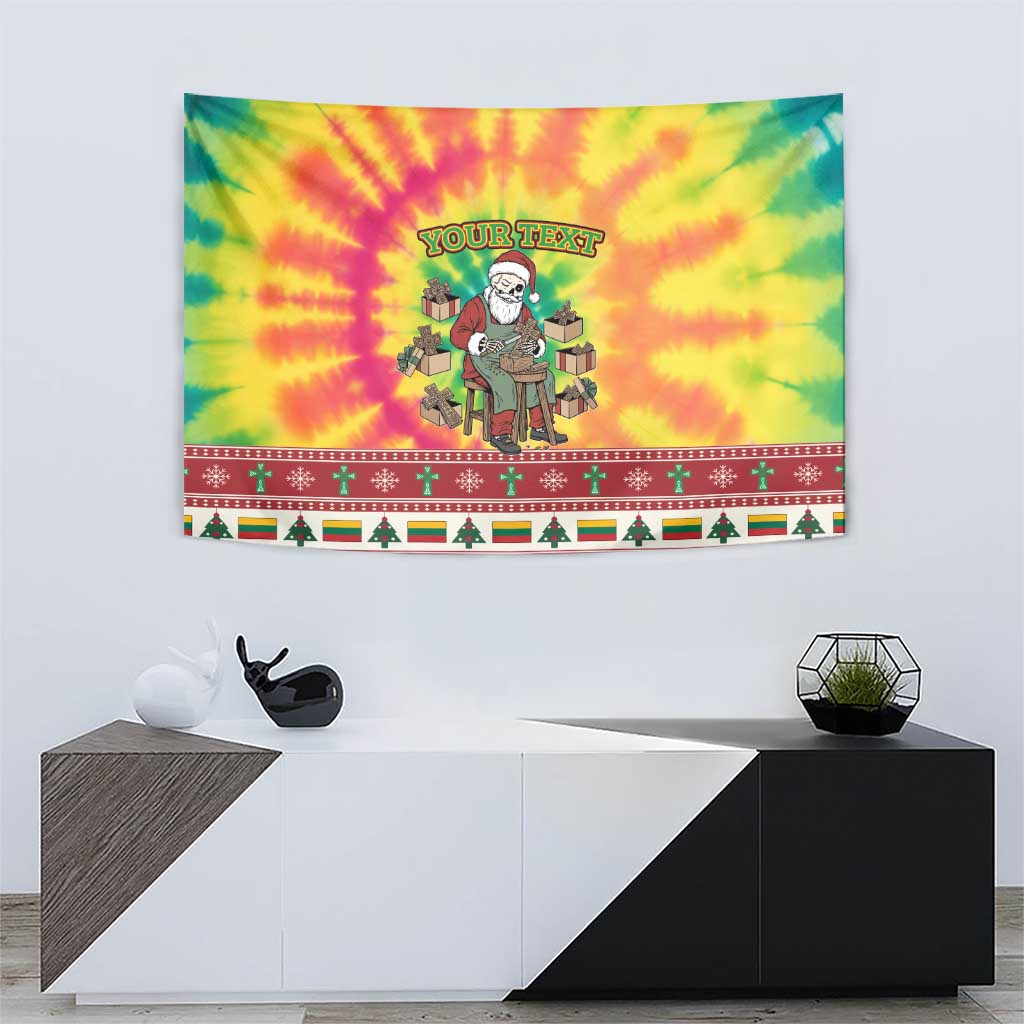 Personalized Lithuania Christmas Tapestry Skeleton Cross Tie-Dye Vintage - Wonder Print Shop