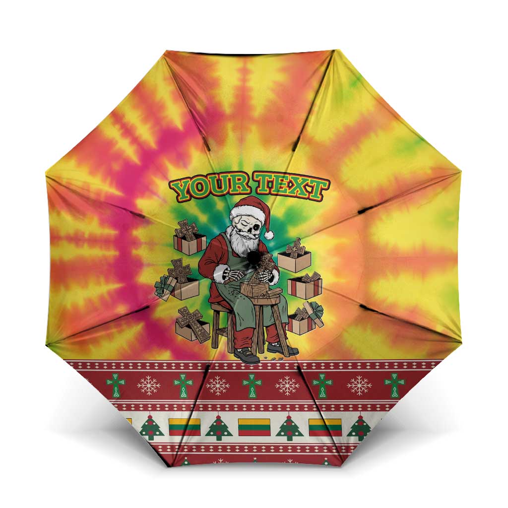 Personalized Lithuania Christmas Umbrella Skeleton Cross Tie-Dye Vintage - Wonder Print Shop