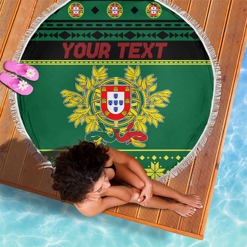 Personalized Portugal Christmas Beach Blanket Emblem With Flag Style - Wonder Print Shop