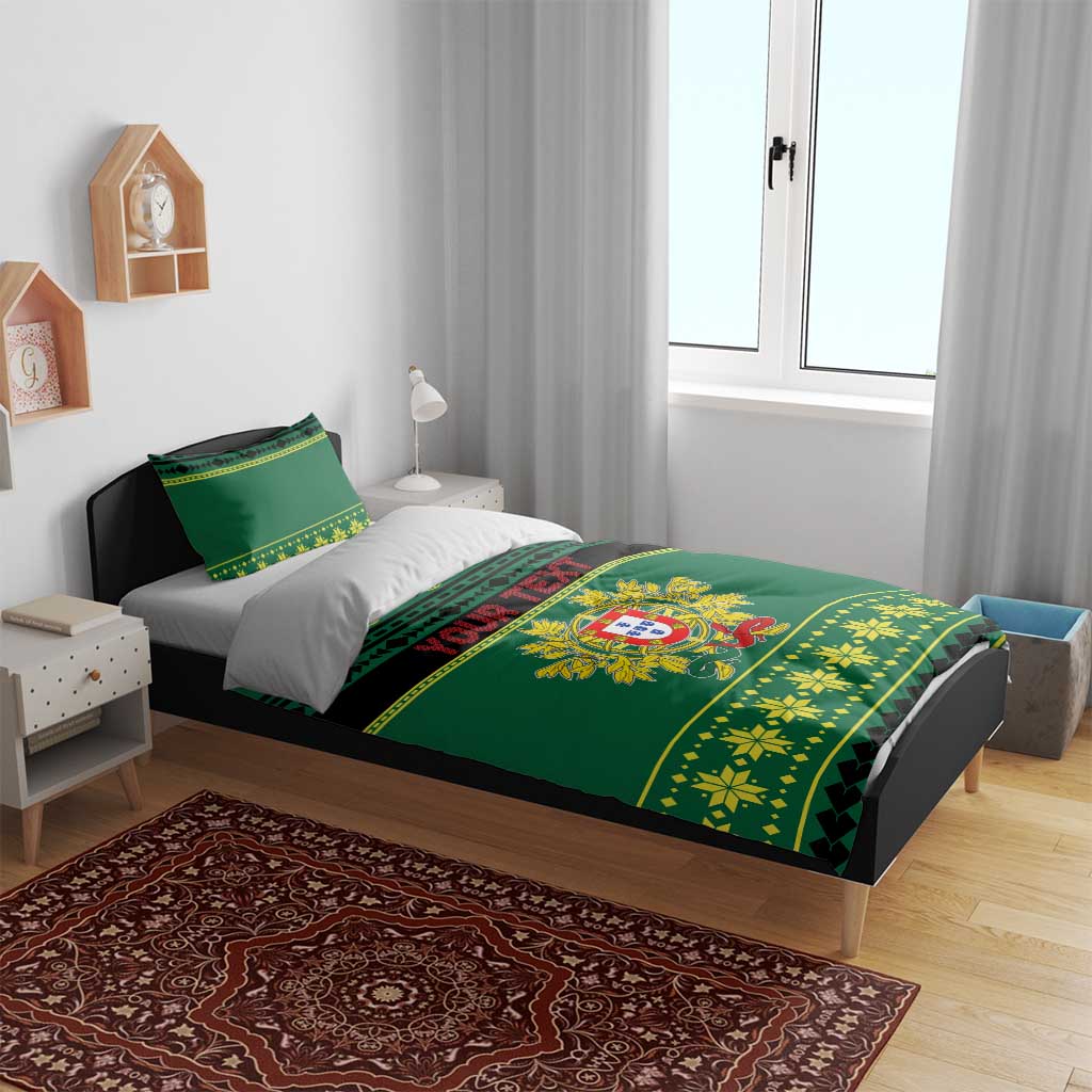 Personalized Portugal Christmas Bedding Set Emblem With Flag Style - Wonder Print Shop