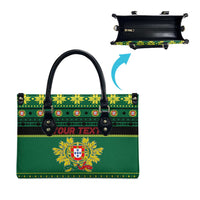Personalized Portugal Christmas Leather Bag Emblem With Flag Style - Wonder Print Shop