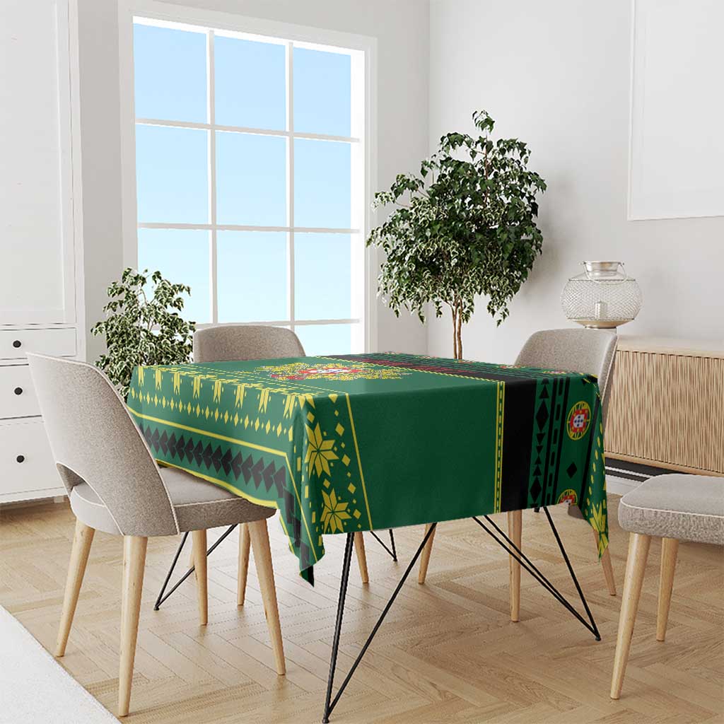 Personalized Portugal Christmas Tablecloth Emblem With Flag Style - Wonder Print Shop