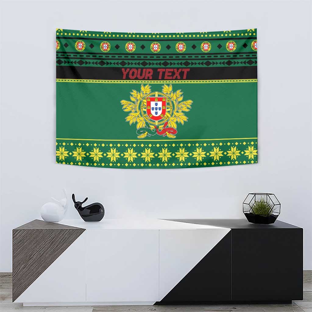 Personalized Portugal Christmas Tapestry Emblem With Flag Style - Wonder Print Shop