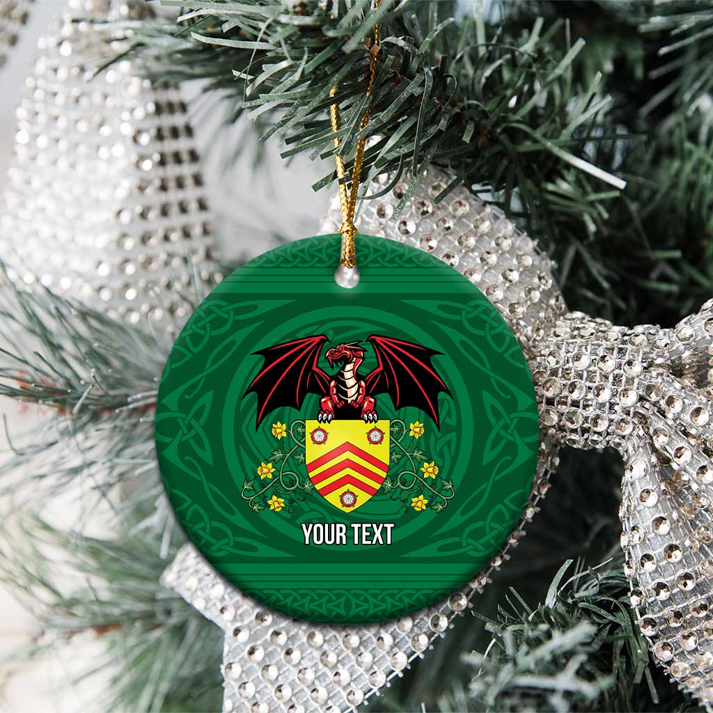 Personalized Glamorgan Wales Ceramic Ornament Welsh Red Dragon And Daffodil - Wonder Print Shop