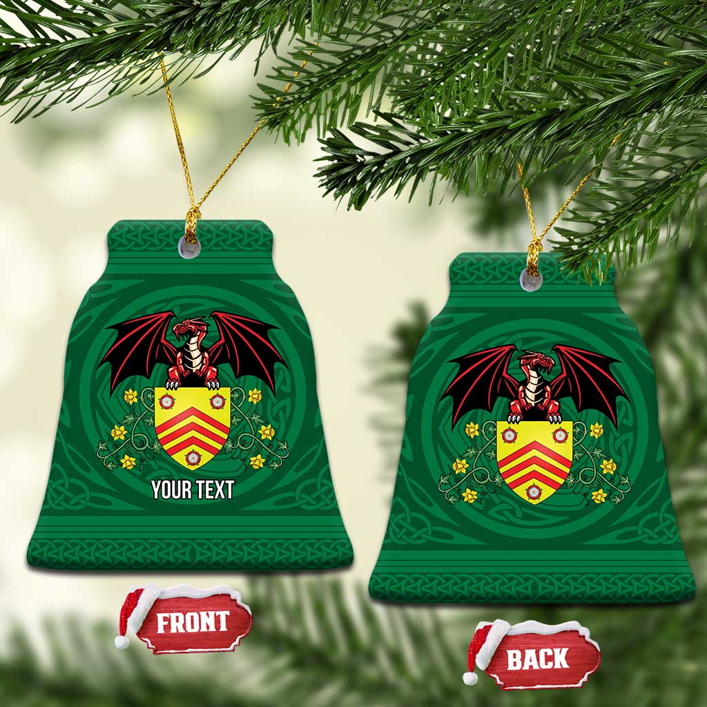 Personalized Glamorgan Wales Ceramic Ornament Welsh Red Dragon And Daffodil - Wonder Print Shop