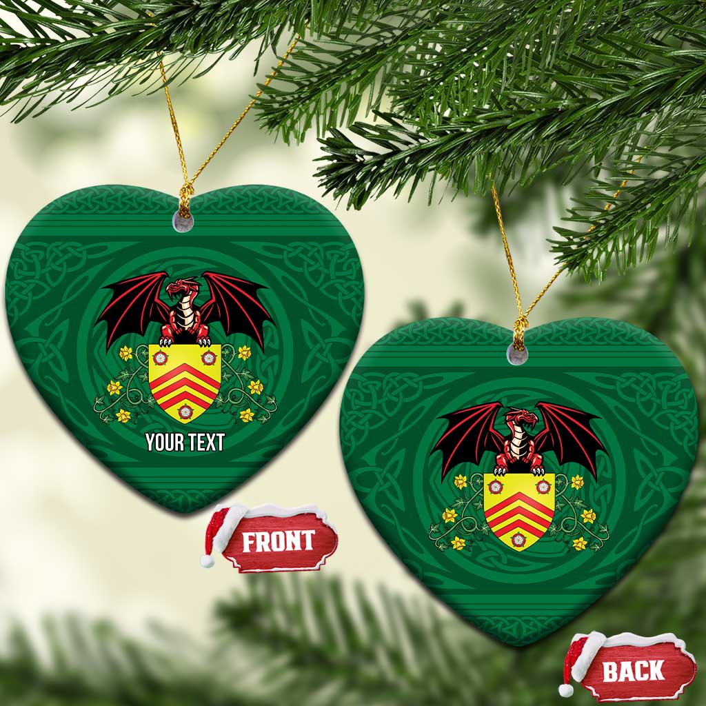 Personalized Glamorgan Wales Ceramic Ornament Welsh Red Dragon And Daffodil - Wonder Print Shop