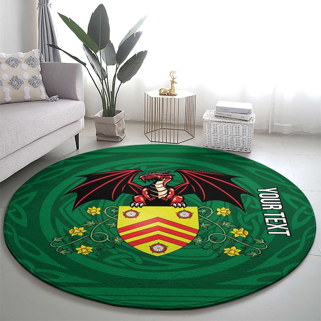 Personalized Glamorgan Wales Round Carpet Welsh Red Dragon And Daffodil - Wonder Print Shop