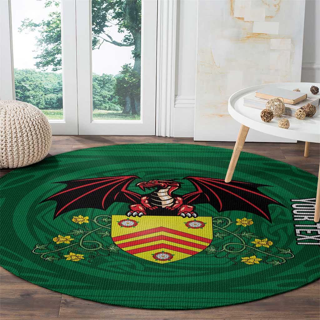 Personalized Glamorgan Wales Round Carpet Welsh Red Dragon And Daffodil - Wonder Print Shop