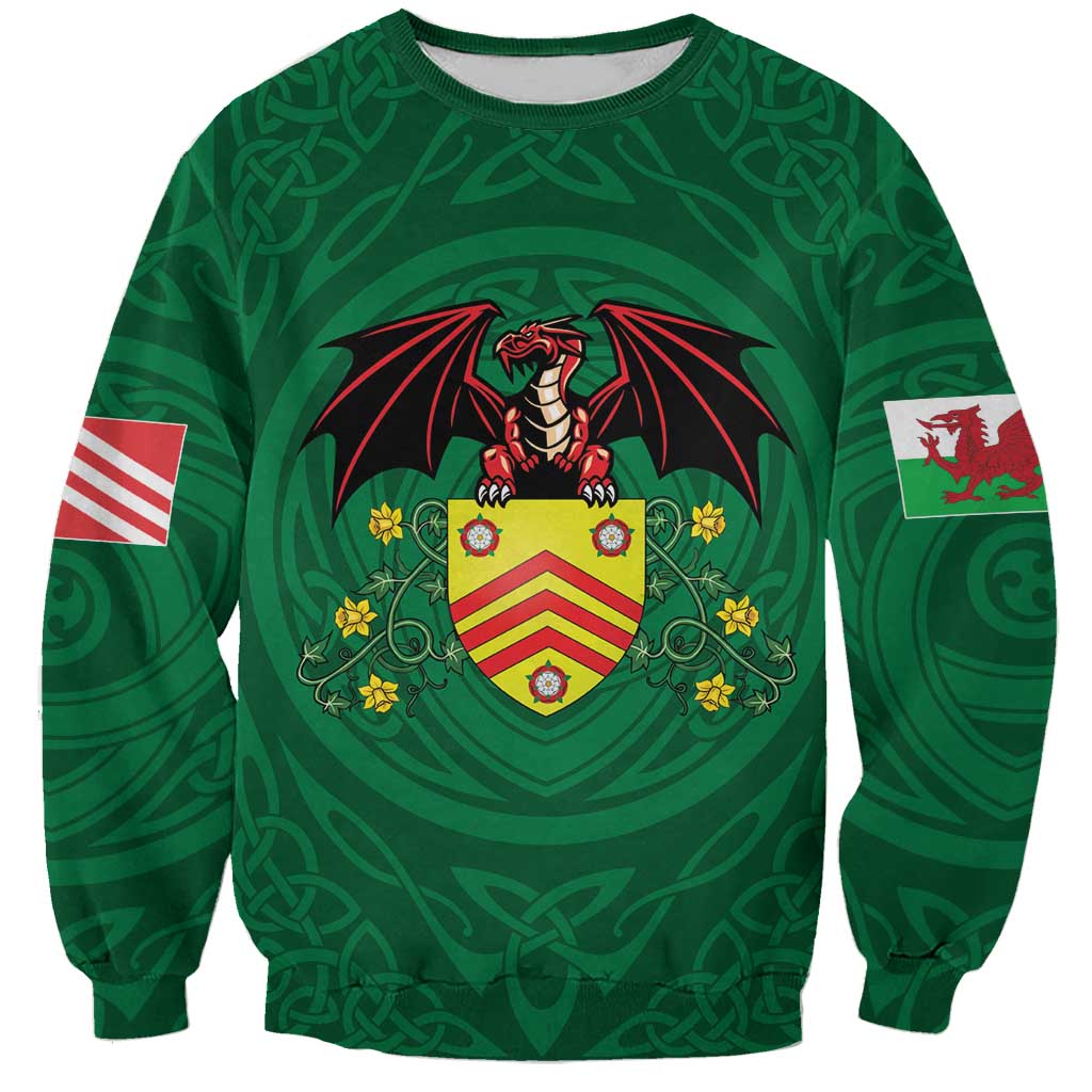 Personalized Glamorgan Wales Sweatshirt Welsh Red Dragon And Daffodil - Wonder Print Shop