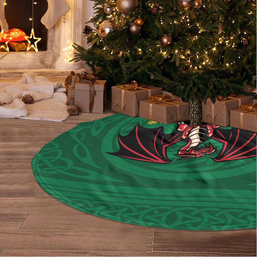 Personalized Glamorgan Wales Tree Skirt Welsh Red Dragon And Daffodil - Wonder Print Shop