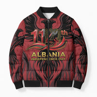 Personalized Albania Independence Day Bomber Puffer Jacket Double Headed Eagle 114th Anniversary