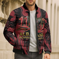 Personalized Albania Independence Day Bomber Puffer Jacket Double Headed Eagle 114th Anniversary