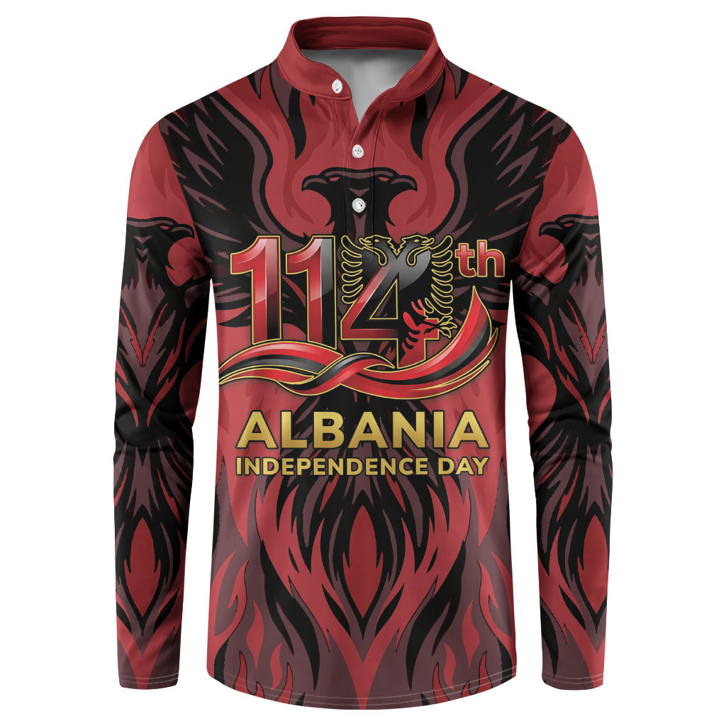 Personalized Albania Independence Day Button Sweatshirt Double Headed Eagle 114th Anniversary