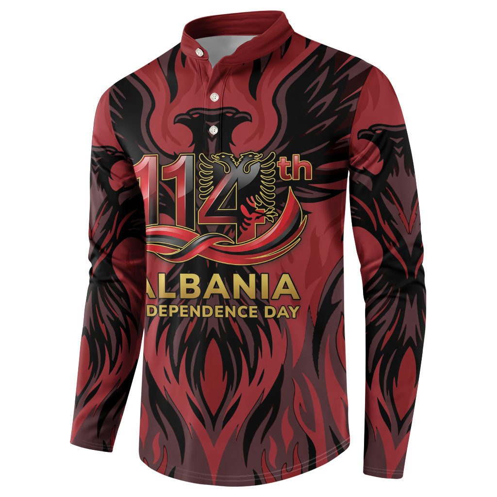 Personalized Albania Independence Day Button Sweatshirt Double Headed Eagle 114th Anniversary