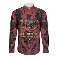 Personalized Albania Independence Day Long Sleeve Button Shirt Double Headed Eagle 114th Anniversary