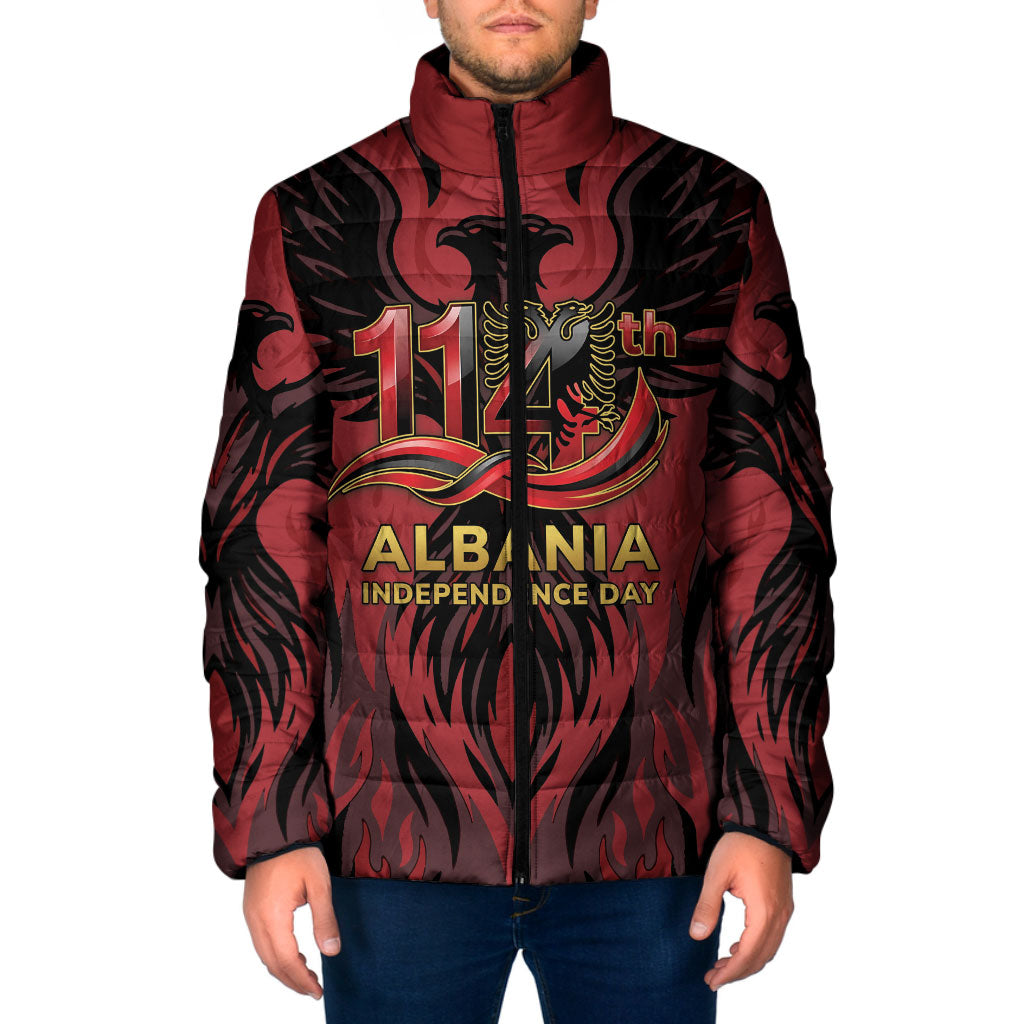 Personalized Albania Independence Day Padded Jacket Double Headed Eagle 114th Anniversary