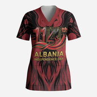Personalized Albania Independence Day Scrub Top Double Headed Eagle 114th Anniversary