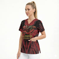 Personalized Albania Independence Day Scrub Top Double Headed Eagle 114th Anniversary
