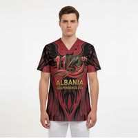 Personalized Albania Independence Day Scrub Top Double Headed Eagle 114th Anniversary