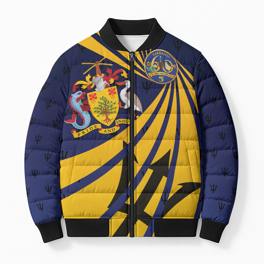 Barbados Independence Day Bomber Puffer Jacket 60th Anniversary Barbados Trident