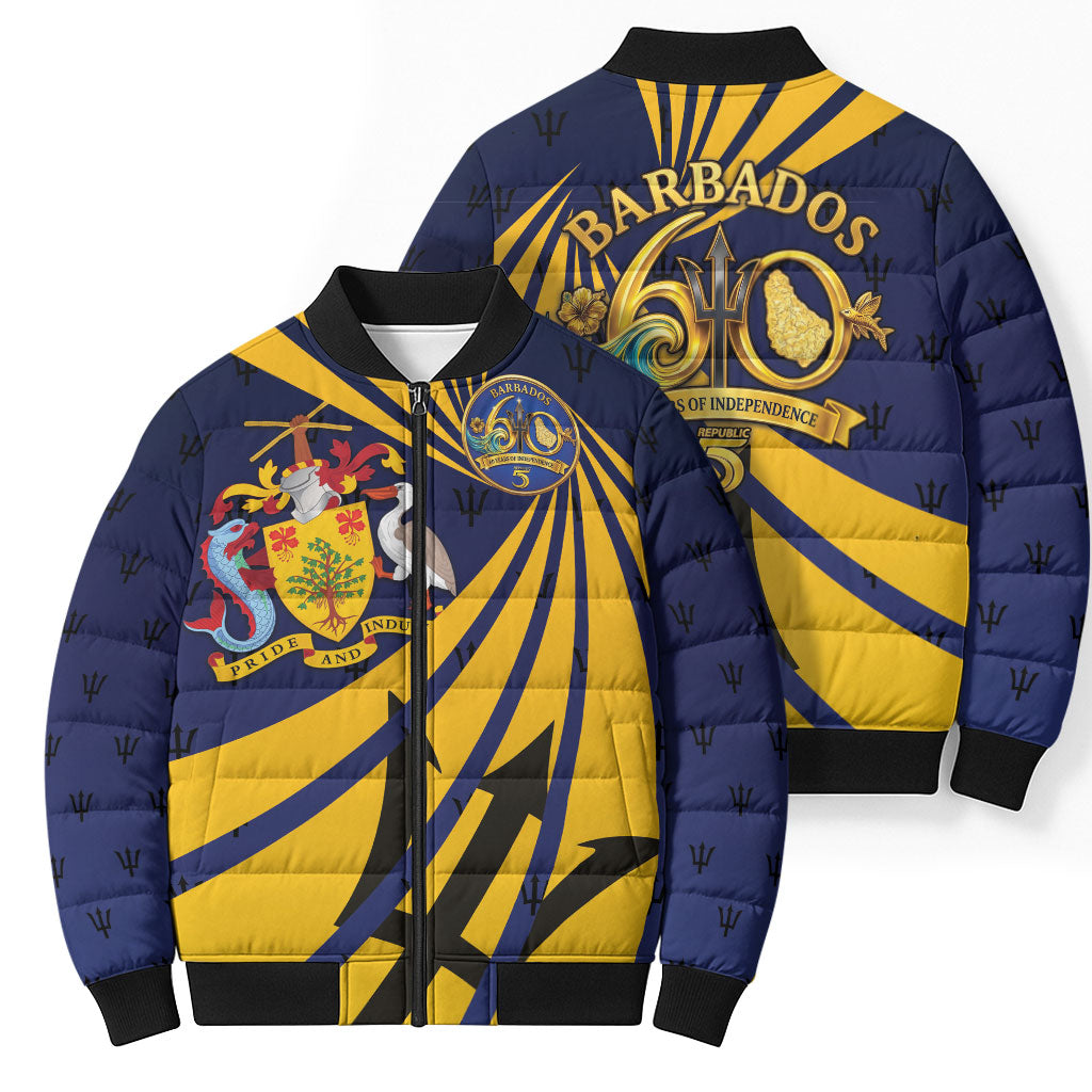 Barbados Independence Day Bomber Puffer Jacket 60th Anniversary Barbados Trident