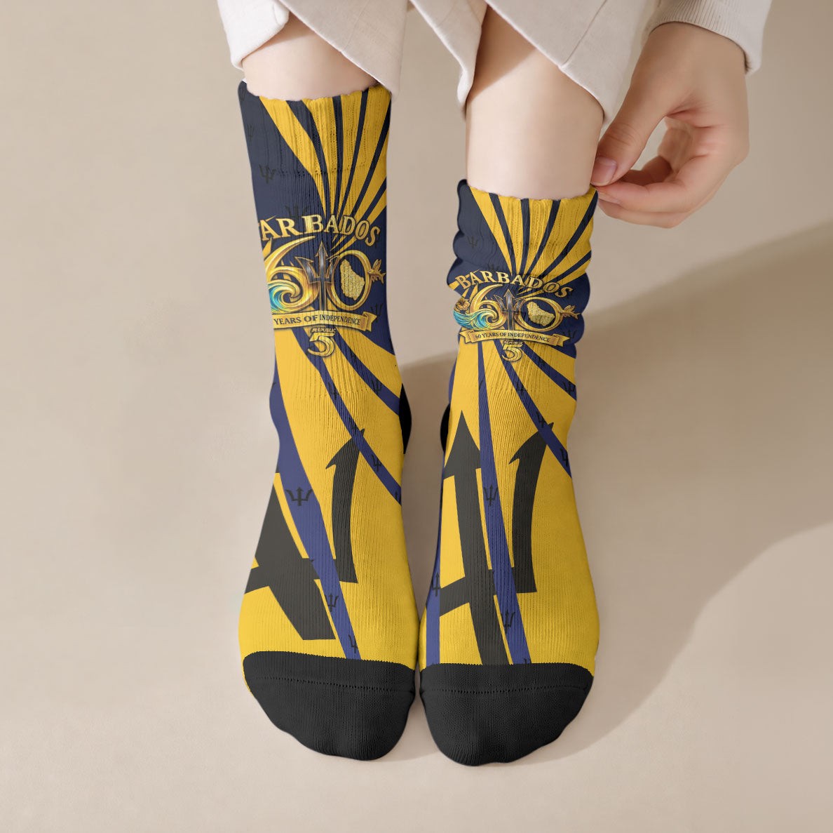 Barbados Independence Day Crew Socks 60th Anniversary Barbados Trident
