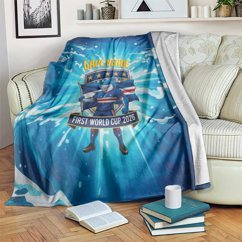 Blue Shark Cape Verde Football Blanket First World Cup 2026 - Wonder Print Shop