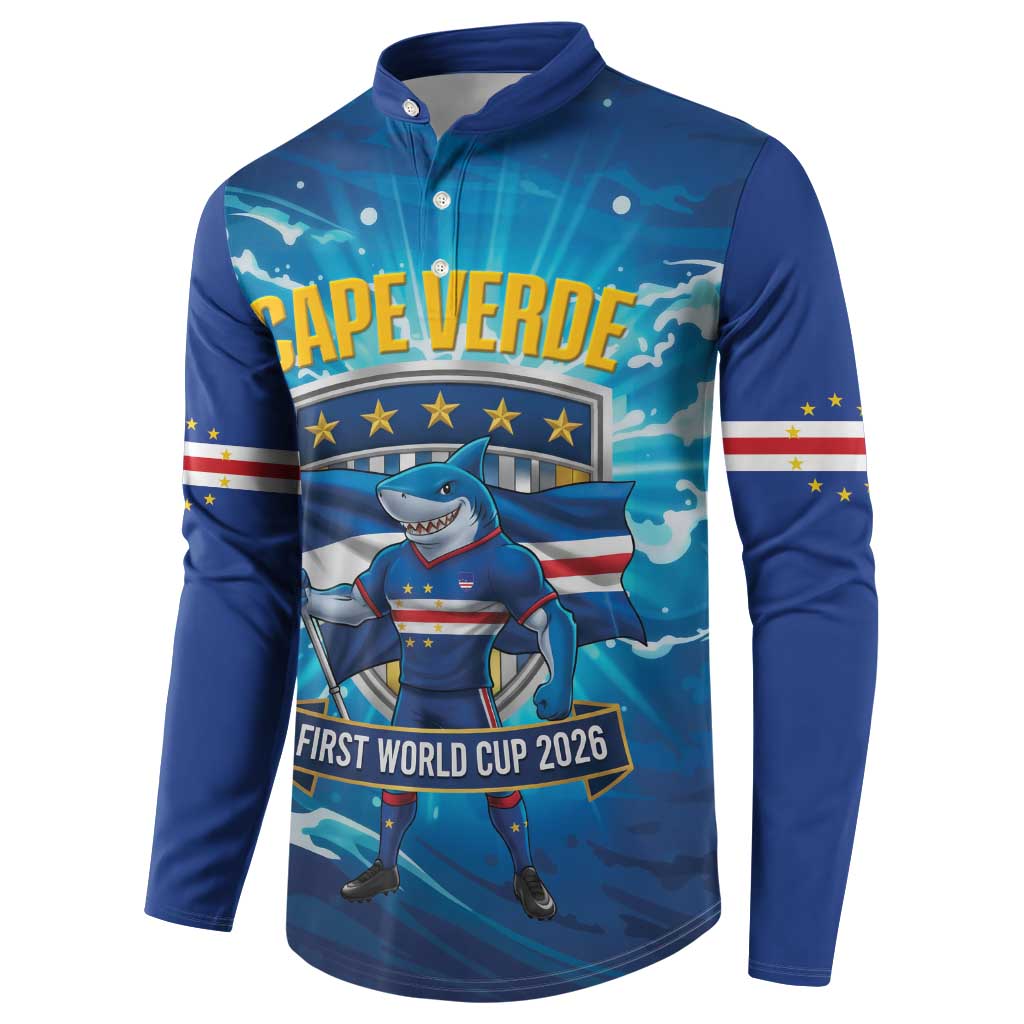 Blue Shark Cape Verde Football Button Sweatshirt First World Cup 2026 - Wonder Print Shop